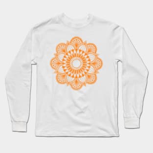 Flower Mandala (orange on white) Long Sleeve T-Shirt